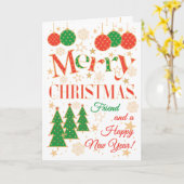 Carte Arbres de Noël et Décorations pour Ami (Fleur jaune)