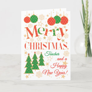 Carte Arbres de Noël et ornements pour enseignant
