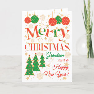 Carte Arbres de Noël et ornements pour petits-fils