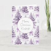 Carte Arbres de Noël Fillettes Violet & Rubans   (Devant)