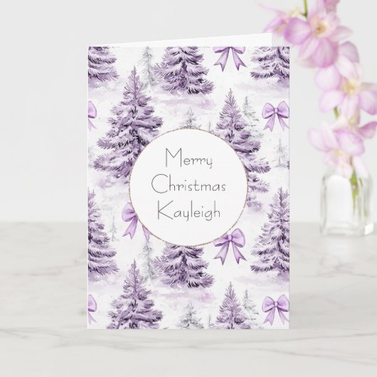 Carte Arbres de Noël Fillettes Violets & Rubans   (Orchidée)