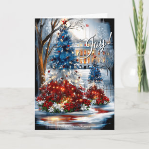Carte Arbres de Noël Rouge Blanc Bleu de la Maison Blanc