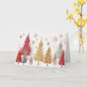 Carte Arbres de Noël rouges et or en neige mousseuse (Fleur jaune)