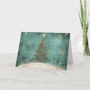 Carte Arbres de Noël Turquoise Green Gold