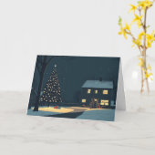 Carte Arbres décorés par des maisons couvertes de neige (Fleur jaune)