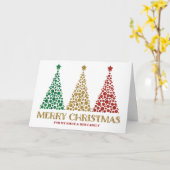 Carte Arbres d'or nièce et famille Joyeux Noël (Fleur jaune)
