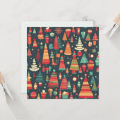 Carte Arbres et décorations de Noël de style rétro (Devant/Arrière en situation)