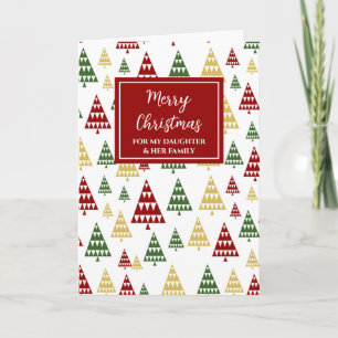 Carte Arbres modernes Fille et famille Joyeux Noël