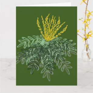 Carte Arbuste botanique Mahonia Dessin à la main Vert