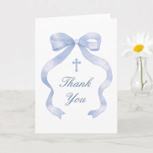 Carte Arc bleu élégant Croix Sainte Religieux Merci