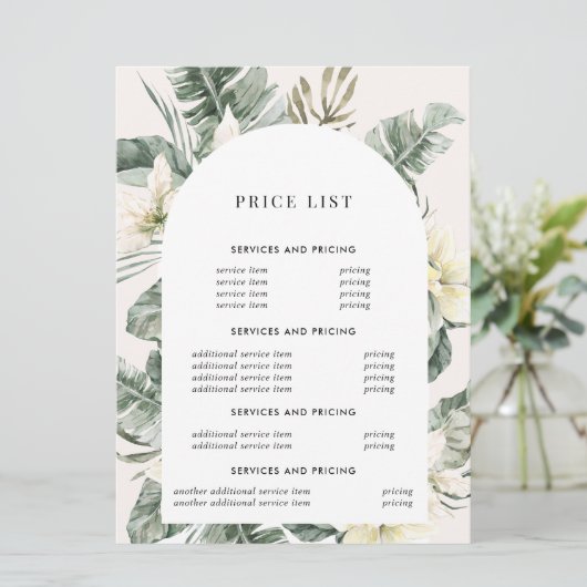 Carte Arc Boho vert moderne | Circulaire de tarification (Debout devant)