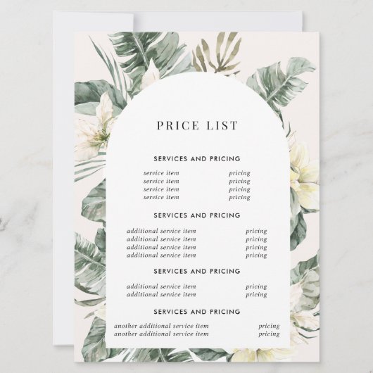 Carte Arc Boho vert moderne | Circulaire de tarification (Devant)