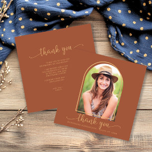 Carte Arc d'or en terre cuite Merci de graduation photo