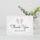 Carte Arc en ciel arrose la crème glacée Merci bébé (Debout devant)