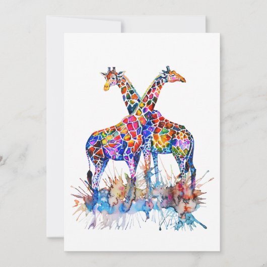 Carte Arc-en-ciel coloré Aquarelle Giraffes (Devant)