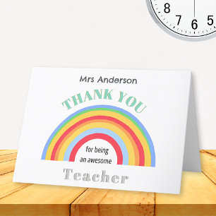 Carte Arc-en-ciel Coloré Merci Professeur Personnalisé