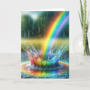 Carte Arc-en-ciel d'anniversaire éclaboussant dans une f