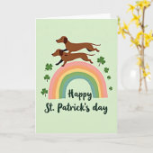 Carte Arc-en-Ciel de Dachshunds Chanceux (Fleur jaune)
