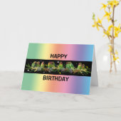 Carte Arc-en-ciel d'Inséparables (Anniversaire) (Fleur jaune)