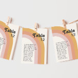 Carte Arc-en-ciel moderne rétro 70's | Tableau des numér<br><div class="desc">Cet arc-en-ciel moderne rétro des années 70 | le tableau des numéros est parfait pour votre simple réception de mariage vintage orange, or rose et rose vif. Conçu avec des éléments d'une arche boho classique et colorée et des rayures super minimalistes. L'aménagement a une atmosphère abstraite de plage tropicale unique,...</div>