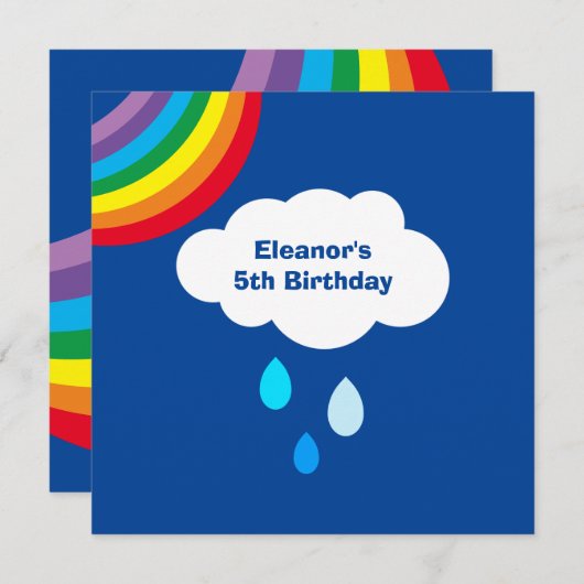 Carte Arc-en-ciel, nuages et pluie personnalisés Anniver (Devant / Derrière)