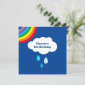 Carte Arc-en-ciel, nuages et pluie personnalisés Anniver (Debout devant)