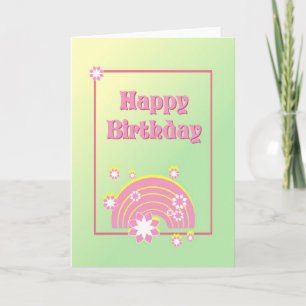 Carte Arc-en-ciel rose mignonne "Joyeux anniversai