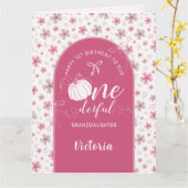 CARTE ARC ET FLEURS DE CITROUILLE TOMBANTE RUBAN ROSE AN (Fleur jaune)