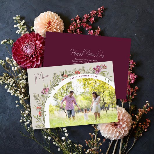 Carte Arc floral photo Bonne fête des mères maman