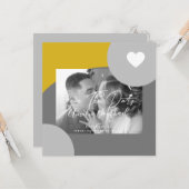 Carte Arc moderne photo gris jaune Enregistrer la date (Devant/Arrière en situation)