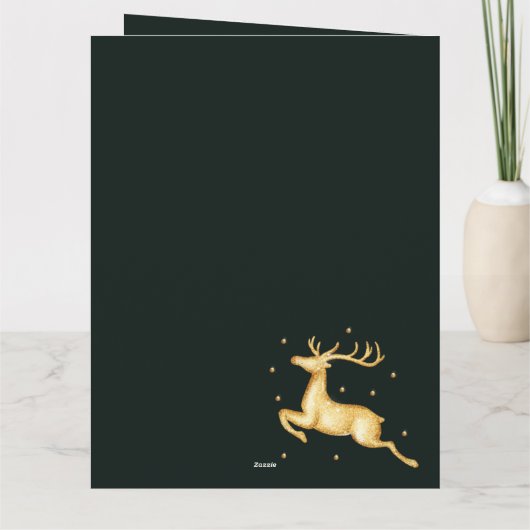 Carte Arc vert élégant Script photo Noël (Dos)