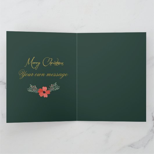 Carte Arc vert élégant Script photo Noël (Intérieur)