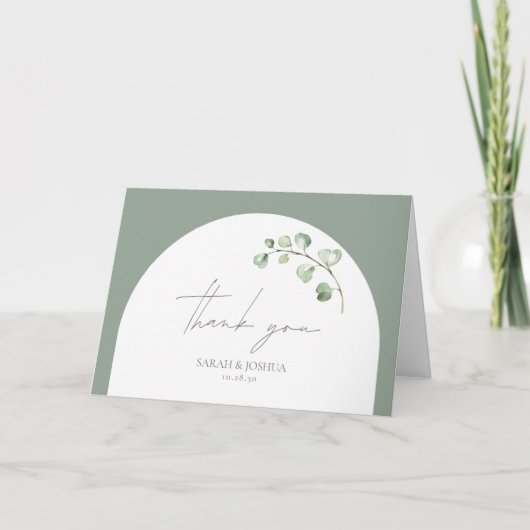 Carte Arc vert moderne Sage Arc Botanique Merci Mariage (Devant)