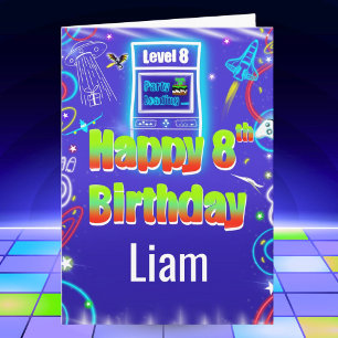 Carte Arcade Rétro Personnalisé 8ème Anniversaire