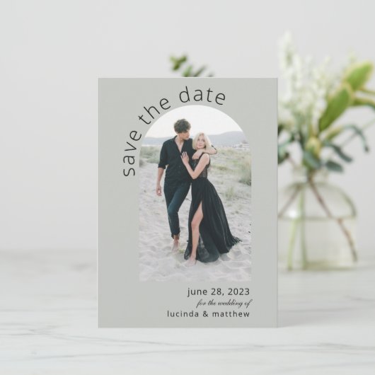 Carte Arch moderne Boho Mariage Enregistrer la date (Debout devant)