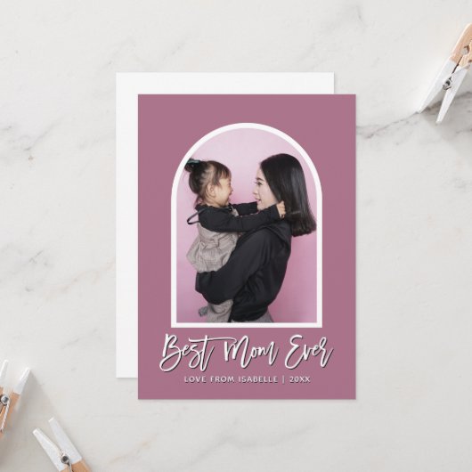 Carte Arch Moderne Meilleure Maman Jamais Violet Photo F (Devant/Arrière en situation)