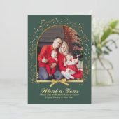 Carte Arch What Year Gold Bow Multi Photo Christmas (Debout devant)