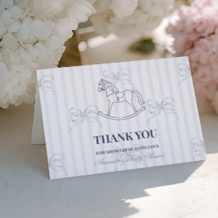 Carte Arche Bleu Garçon Cheval à Bascule Baby Shower