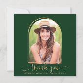 Carte Arche d'or verte Merci de graduation photo (Devant)