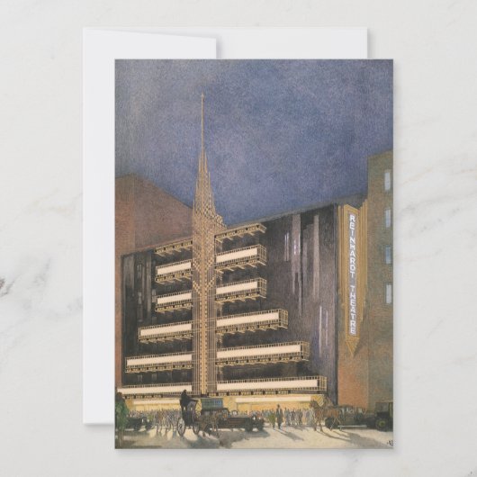 Carte Architecture Art Déco vintage, bâtiment à NYC (Devant)