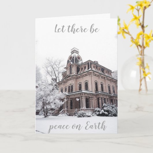 Carte Architecture Historique Noël Hiver Neigeux (Fleur jaune)