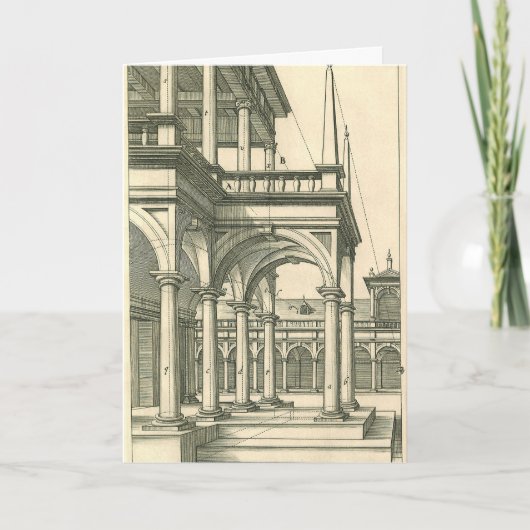 Carte Architecture vintage, Cour romaine avec Colonnes (Devant)