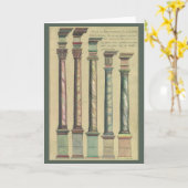 Carte Architecture vintage, les 5 Ordres Architecturaux (Fleur jaune)