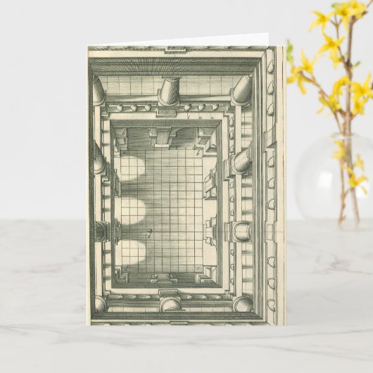 Carte Architecture Vintage, Perspective de la cour de l' (Fleur jaune)