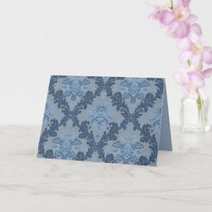 Carte Ardoise Bleu Foncé Poudre Bleue Douce Damassé Élég