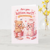 Carte Are You Kitten Me? Cute Funny Cat Valentine’s Day  (Fleur jaune)