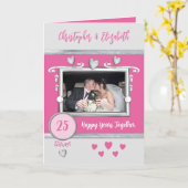 Carte Argent 25e anniversaire ajouter des noms de photo (Fleur jaune)
