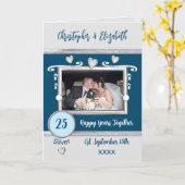 Carte Argent 25e anniversaire ajouter des noms photo ble (Fleur jaune)