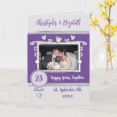 Carte Argent 25e anniversaire ajouter des noms photo vio (Fleur jaune)