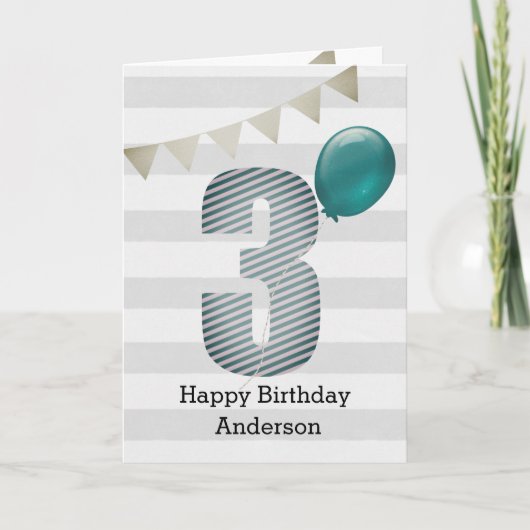 Carte Argent et bleu 3e anniversaire (Devant)